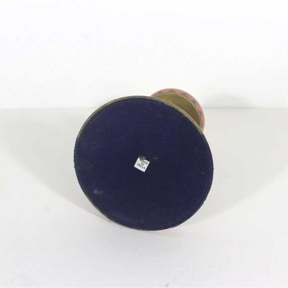 Vintage Brass and Enamel Elephant Candleholder Pillar or Tealight Pink Purple - Picture 6 of 7